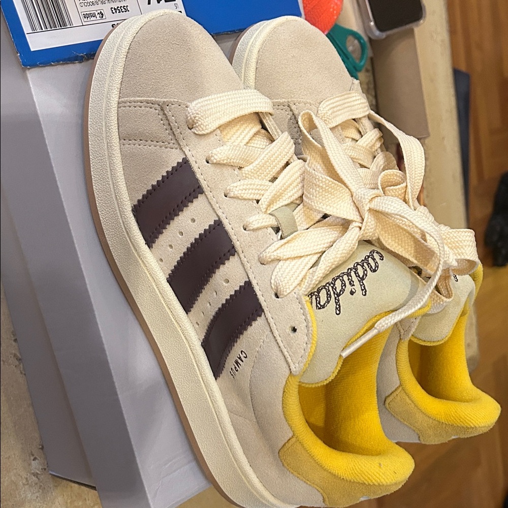 Adidas Campus Cream and Tan Sneakers - Picture 3 of 7